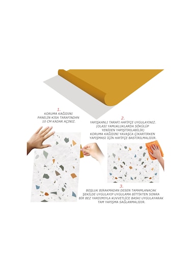 Tink Kendinden Yapışkanlı Terazzo Desenli Pvc Panel 41x62 Cm