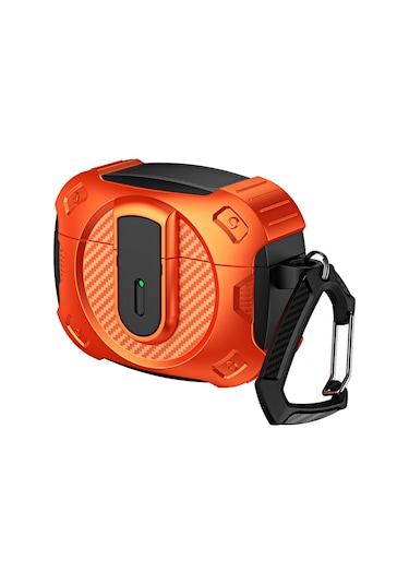 Airpods Uyumlu Pro Lock Darbeye Dayanıklı Bluetooth Kulaklık Koruyucu Kılıf İçin Siyah Turuncu Siyah Turuncu