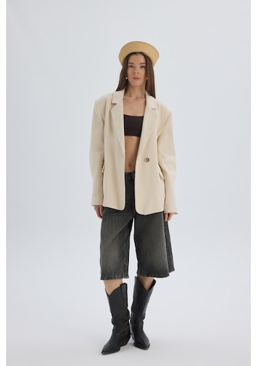 Mai Studios Nest Pile Detay Bej Blazer