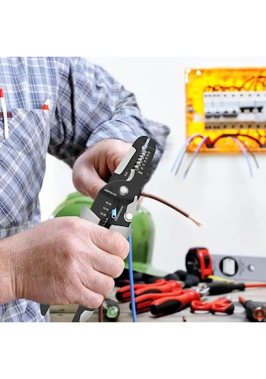 Vkemall Çok Fonksiyonlu Tel Soyucu: Kaba, Bük, Kapat, Kes - Elektrikçi, Ev, Otomobil, Dıy İçin 9/16-1li Mangan Çelik Alet