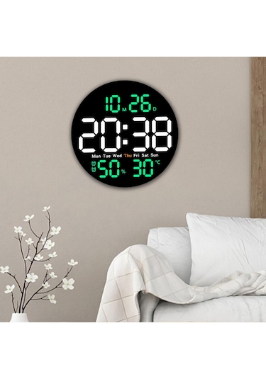 Homyl Led Duvar Saati, Dijital Saat, Çocuklar Yetişkinler Yeşil