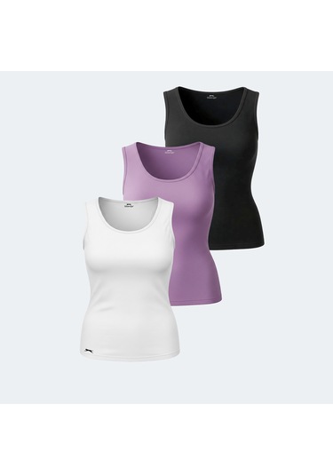 Slazenger VATIK 3 lü Set Kadın  Beyaz - Siyah - Lila Atlet
