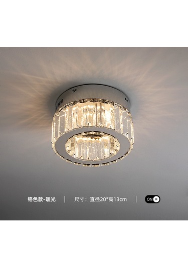 Symbee Led Kristal Tavan Lambası, Yuvarlak Koridor/enfilod/ Balkon Işığı, Modern Minimalist, 20x20cm 15w, 3 Renkli 3000-6500k Değişim Işık Kaynağı Sarı