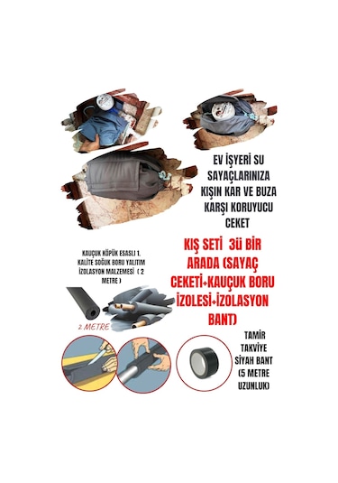 3'Lü Set - Su Saati Sayac Kiş Kar(Dona) Karşi Koruyucu