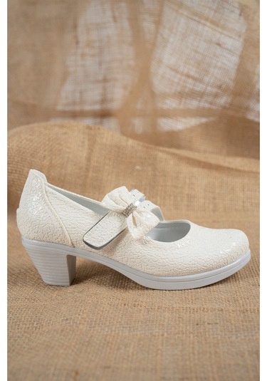 EPAAVM - Topuklu Sedef Çatlak Kız Çocuk Ayakkabı - VRKN010218FP Beyaz