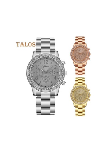 Kadın Kuvars İzle Yuvarlak Kadran Yapay Elmas Üç Gözlü Paslanmaz Alaşım Zaman Kontrolü Yüksek Doğruluk Bayan Kol Saati Günlük Parti Ofis Arkadaşlık Giyim Rose Gold