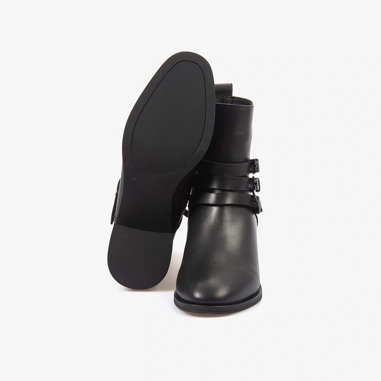 Kemal Tanca Hakiki Deri Topuklu Kadın Bot 26-103558k Siyah