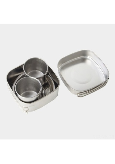 Createtech Taşınabilir Takımı Takımı Sofra Seyahat Seti Pişirme Piknik Paslanmaz Parça Mutfak Mutfak Kamp Gümüş Çelik Aksesuarı Açık 6 Gf Gümüş