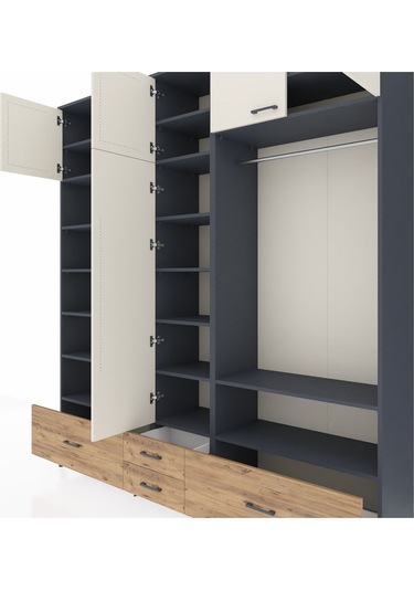 Hyperion Dolap 18 Raflı 4 Çekmeceli Tek Askılı 220x44x243 Antrasit-aytaşı/çam Aytası/atlas Çam Hyperion Dolap 18 Raflı 4 Çekmeceli Tek Askılı 220x44x243 Antrasit-aytaşı/çam Aytası/atlas Çam