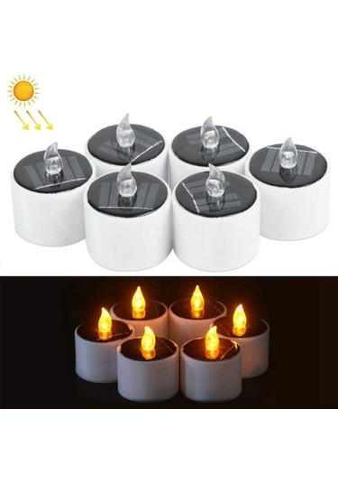 Gajeena 6 Adet Güneş Enerjili Led Mum Işığı - Sarı Flaş Modlu, Ev Ve Düğün Dekorasyonu İçin Düşük Enerji Tüketimi Ambiyans Aydınlatması 3090
