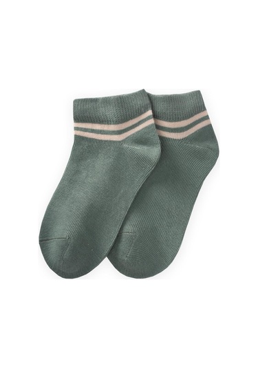 Cigit Ham Çizgili Çocuk Patik Çorabı 5-12 Yaş Çağla Yeşili Yesil