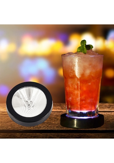 Suntek Işıklı Coaster Kokteyl Şişe Tabanı İçecekler Ev Usb Siyah