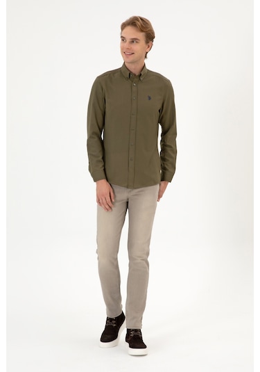 U.s. Polo Assn. Erkek Haki Gömlek Basic 50316723-vr027 Haki