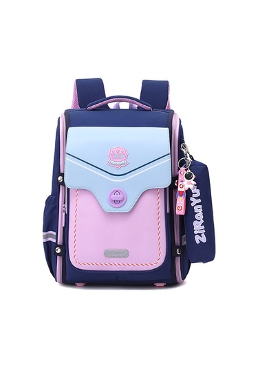 Relaxed Oxford Kumaş Omurga Koruması Su Geçirmez Çocuk Okul Çantası İngiliz Tarzı - Pembe