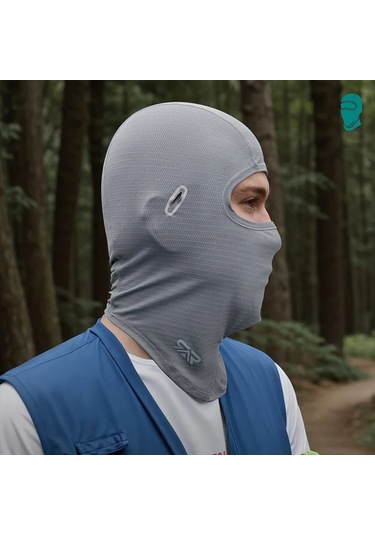 Turcoshop11 Gray+black Yaz Balaklavası Nefes Alabilir Spor Yüz Maskesi Erkek Ve Kadın