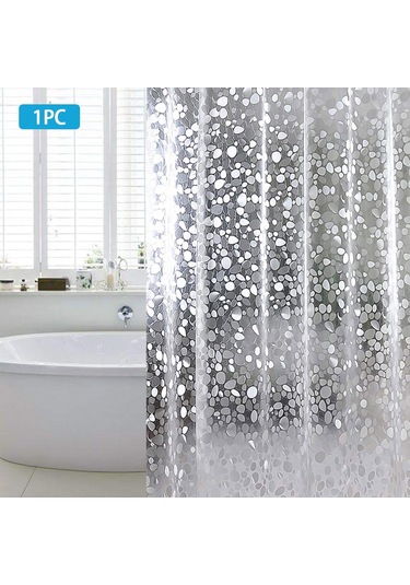 Singree Banyo Için Pvc Su Geçirmez Perde, Elmas Taşı Desenli, 180x180 Cm, 12 Adet Kanca İle 1 Adet Paket Beyaz