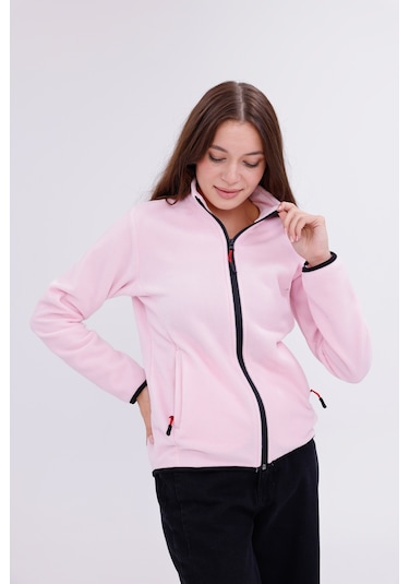 Monox Kadın Slim Fit Tam Fermuarlı Polar Ceket Pembe