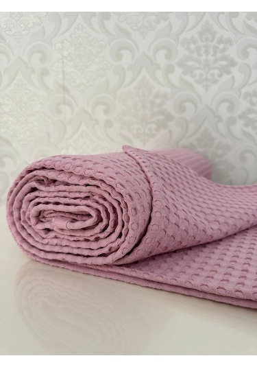 Premium %100 Pamuk Tek Kişilik Yazlık Pike, Yatak Örtüsü, Terletmez Kumaş Pudra Renk 160x240cm Pudra