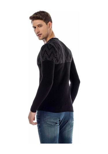Cipo & Baxx Cp170 Bisiklet Yaka Desenli Slim Fit Erkek Triko 001