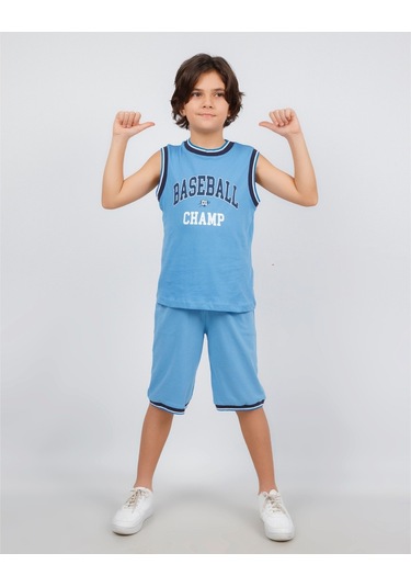 Erkek Çocuk Kolsuz Baseball Baskılı Basic Kaprili Takım 6-9 Yaş 001