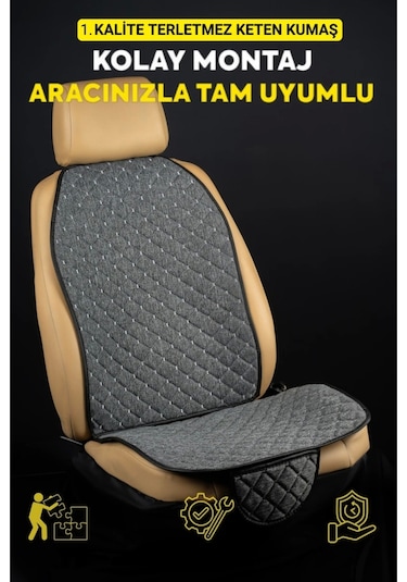 Audi A4 2008-2015terletmez Kaymaz Keten Oto Minder Kılıf Komple Set 7 Parça Gri Ön Ve Arka