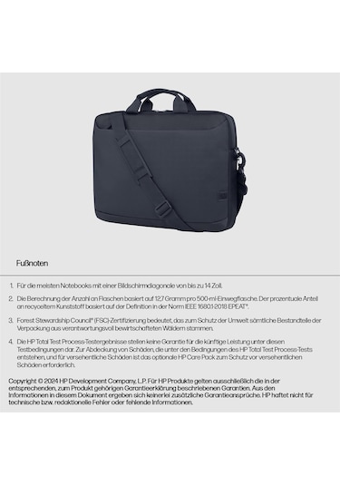 Hp 14 Inç Laptop Evrak Çantası, Geri Dönüşümlü 600d Polyester, 8l Çok Renkli