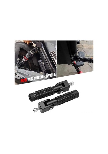 Monyee Motorcycle İki Tekerlekli Araçlar İçin 8mm Çift Katlı Alüminyum Füme Dayanıklı Yolcu Ayak Tırnakları