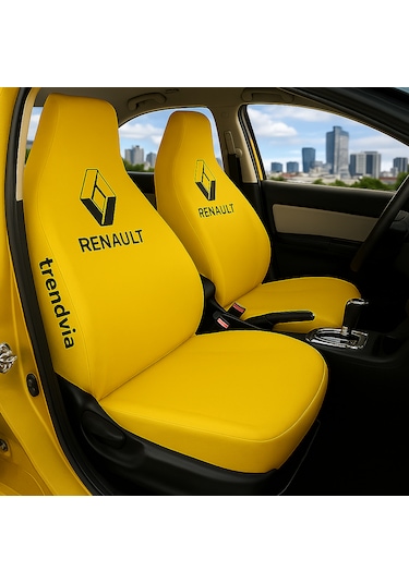 Renault Uyumlu Ön Arka Koltuk Kılıfı Penye Servis Tipi Oto Koltuk Koruma Seti Sarı