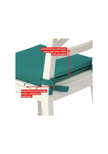 Xpermate 4'lü Sandalye Minderi Su İtici Kumaş 40 x 40 CM Turkuaz