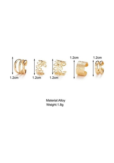 Flybuy Yeni Yapraklar Vintage Sahte Renk Olmayan Manşet Kulak E2092 Delici Cm-gümüş Altın Adet/grup 5 1.50 Jr Gümüş