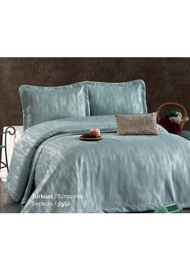 Güzide Çift Kişilik Yatak Örtüsü Riva Turkuaz Turkuaz