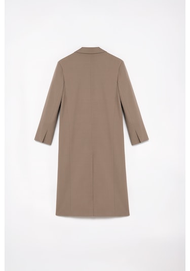 Kadın Bej Oversize Uzun Ceket Bej