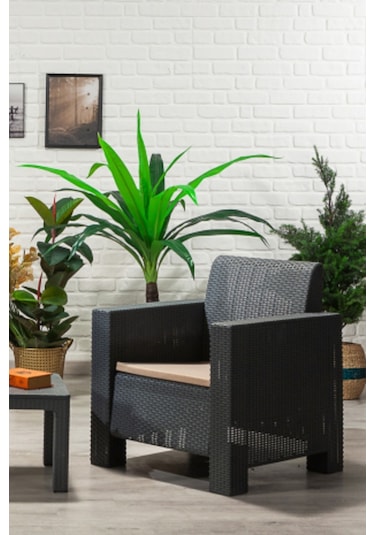 Aksu 1+1+s Balkon&teras Bahçe Mobilyası / Antrasit Gri