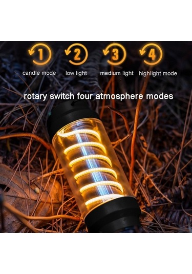 Dancemonkey Şarj Edilebilir Kamp Spiral Fener Su Geçirmez Çadır Lamba 001 Altın