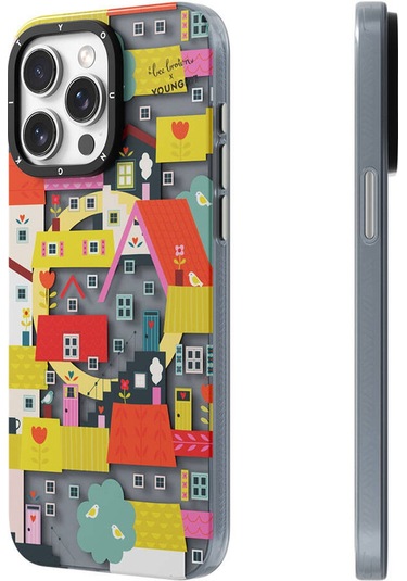 İphone 15 Pro Uyumlu Kılıf Magsafe Özellikli Bee Brown Youngkit Colorful Life Serisi Kapak Sarı