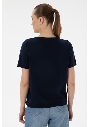 U.S. Polo Assn. Kadın Lacivert Bisiklet Yaka Triko Tişört 50306460-VR033