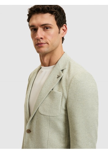 Cacharel Mint Slim Fit Mikro Desen Mono Yaka Ceket Mınt