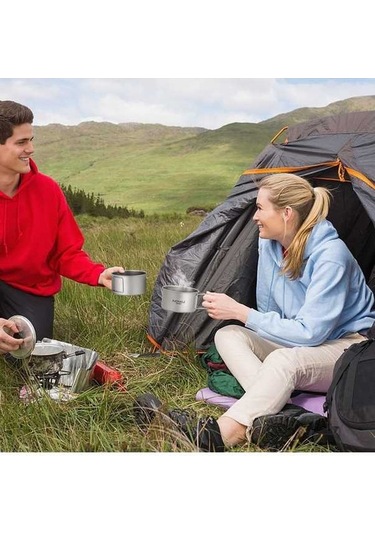 Ebitda Lixada Titanyum Kase, Katlanabilir, Kamp Ve Dağ Yürüyüşü İçin Metalik Yemek Kabı METALİK