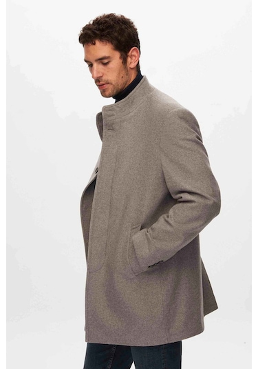 Ds Damat Regular Fit Gri Hakim Yaka Kaşe Kaban 5HF08ORT10002 Gri