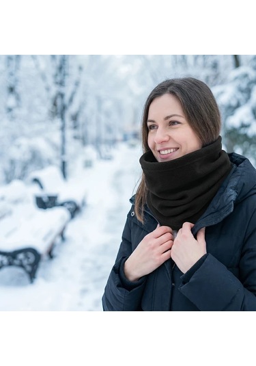 Willowhaven 3 Parça Siyah Kalın Atkı, Rüzgar Geçirmez Yumuşak Boyunluk, Unisex Siyah