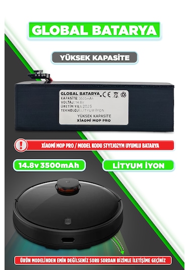 Xiaomi Vacuum Mop Pro Batarya 3500mah Yüksek Kapasite