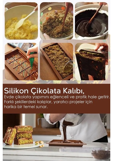 8 Bölme Bpa İçermez Esnek Dayanıklı Yüksek Isı Dayanıklı Dubai Çikolata Silikon Kalıbı Kabı 2 Adet Çok Renkli