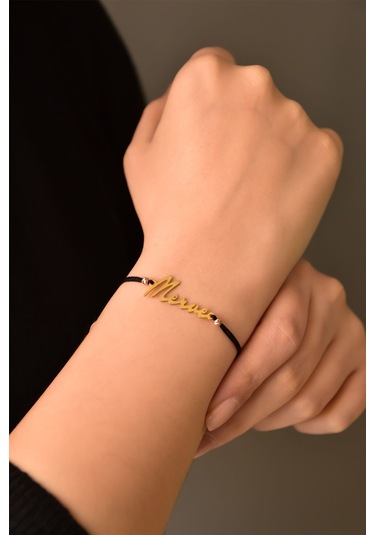 925 Ayar Gümüş Dorika Toplu Altın Kaplama Ipli Isim Bileklik