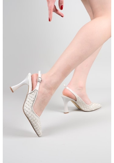 Birikon Sandor Çubuk Boncuklu Stiletto Sedef-8474 Sedef