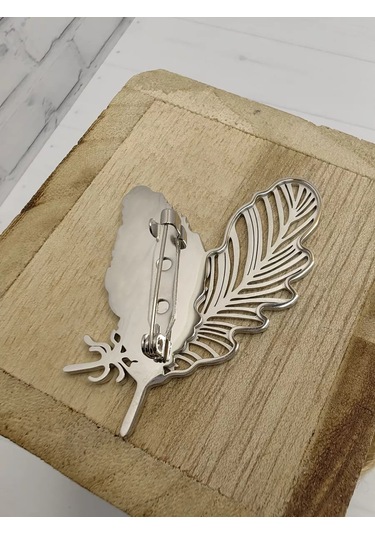 Re Chic Sh "şairin Tüyü" Broşu 228789497 Gri