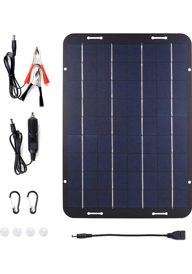 Pazly 10w Taşınabilir Su Geçirmez Güneş Paneli Şarj Aleti - Karavan, Tekne, Kamp İçin