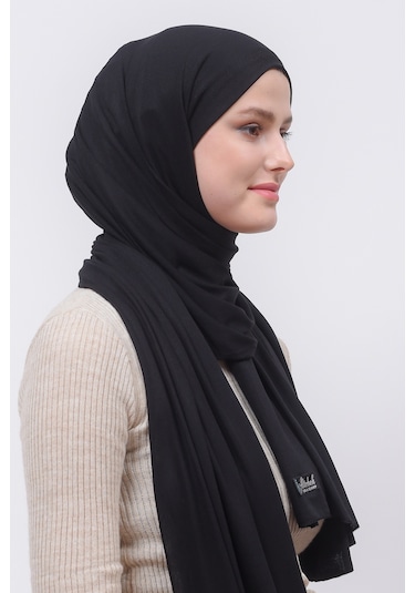 Altobeh  Tesettür Kadın Düz Renk Penye Şal Hijab - Siyah