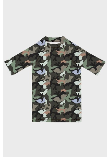 Slipstop Unisex Çocuk T Shirt St2421000008 Kamuflaj Yeşil