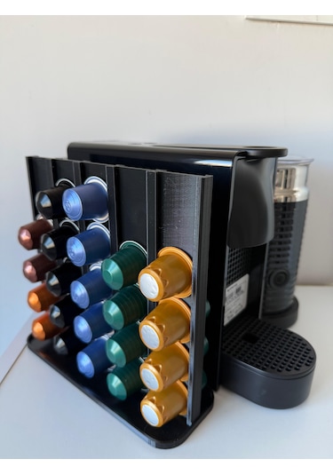 Kapsül Kahve Tutucu Dekoratif Standı 50 Kapasiteli Nespresso Siyah