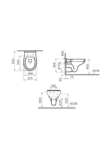 Vitra S20 Round Smoothflush Asma Klozet + Vitra Yavaş Kapanır Kapak + Vitra Gömme Rezervuar Set